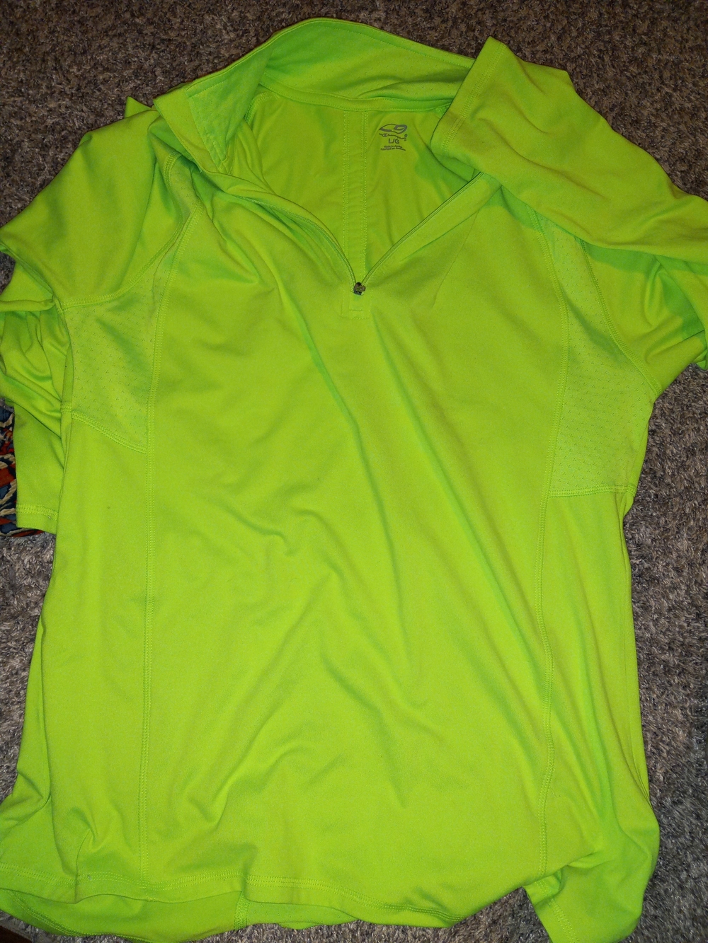 Champion Women's Bright Neon Green Quarter-Zip Long Sleeve Top